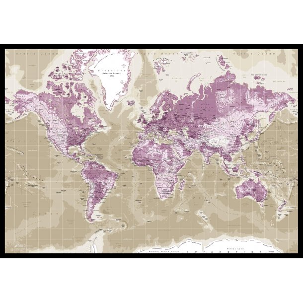 Pin Board - World Map - Purple