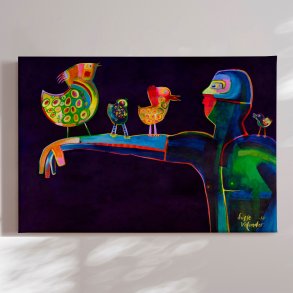 Canvas - Man Speaking Birds - Susse Volander