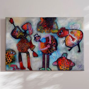 Canvas - Anna Sisse with Pets - Susse Volander