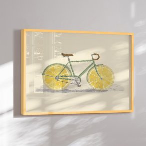 Colormatch framed poster - Bicycle with Lemon Wheels - Melloi Art Prints