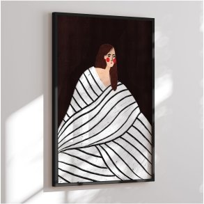 Colormatch framed poster - The Woman With Black and White Stripes - Bea Mller
