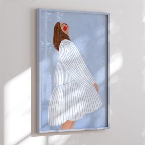 Colormatch framed poster - The Woman With the Blue Stripes - Bea Mller