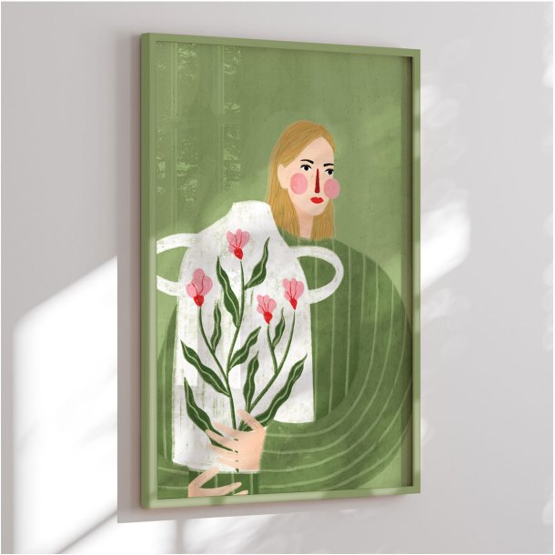 Colormatch indramninger - The Woman With Pink Vase - Bea Mller