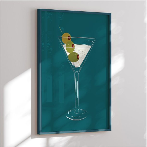 Colormatch indramninger - Dry Martini On Teal Background - Sannel Larson