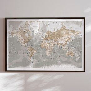 Verdenskort indramning - Grey