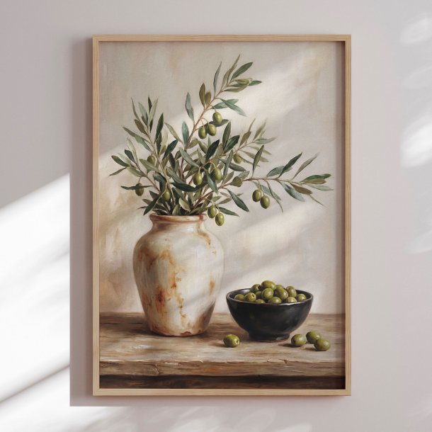 Indramning - Green Olives Rustic Still Life - Andreas Magnusson