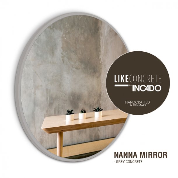 Round Mirror with grey concrete frame - Nanna Grey - LIKEconcrete