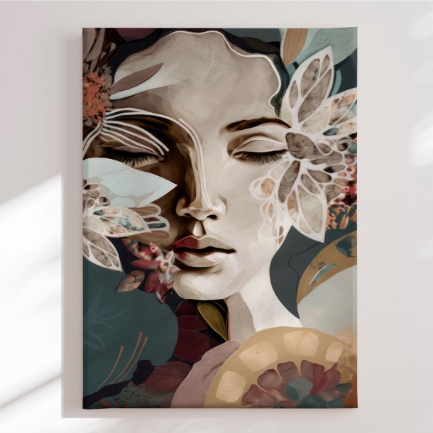 Canvas - Woman Portrait with Floral Elements - Bella Eve