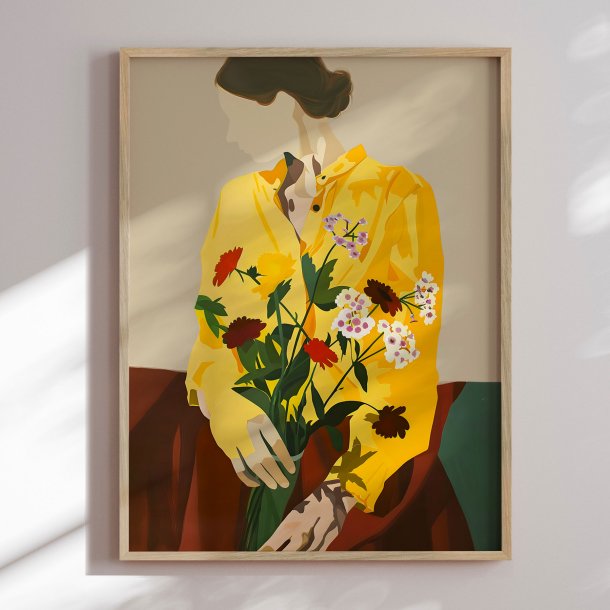 Luxury framed art - Lady with Flowers II
