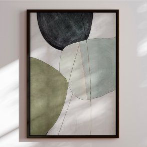 Hndlavet maleri i ramme - Green I