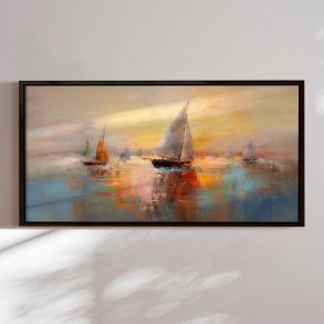 H�ndlavet maleri i ramme - Time to Go - Mixed media