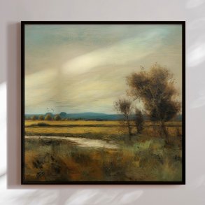 Handmade painting with black frame - Romantic Field II - Mixed media