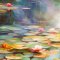 Hndlavet maleri med sort ramme - Romantic Water Lilies  - Mixed media