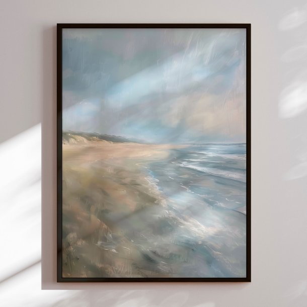 Hndlavet maleri med sort ramme - Summer Waves - Mixed media