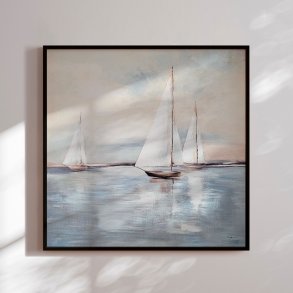 Hndlavet maleri med sort ramme - Windjammer - Mixed media
