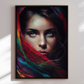 Hndlavet maleri med ramme - Freja - Mixed media