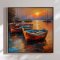 Handmade panting in frame - Bdhavn I - Mixed media
