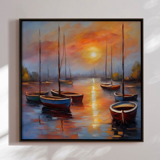 Handmade panting in frame - Bdhavn II - Mixed media