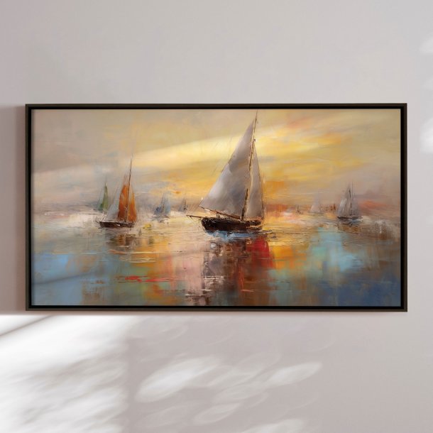 Handmade panting in frame - Time to Go - Mixed media