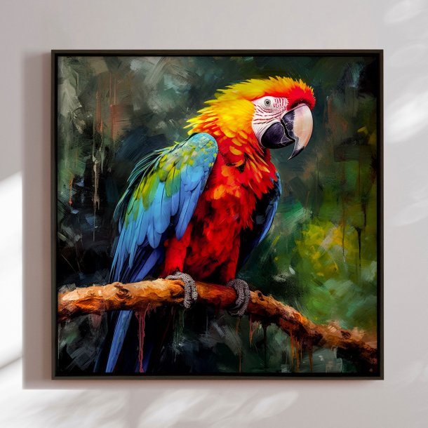 Handmade panting in frame - Parrot I - Mixed media