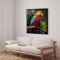 Handmade panting in frame - Parrot I - Mixed media