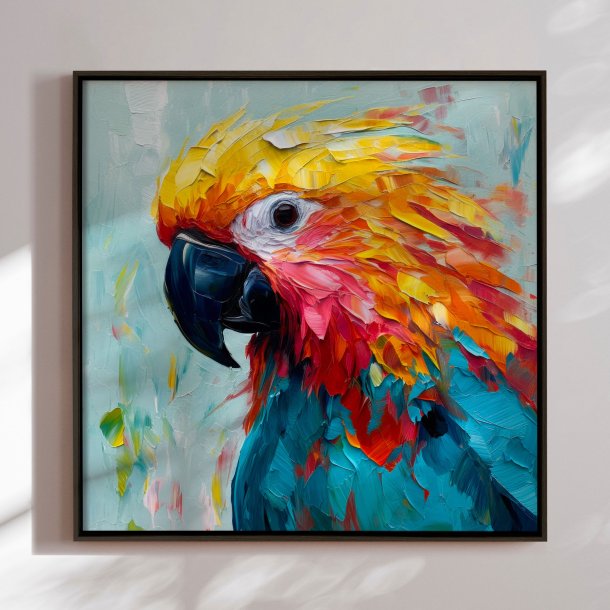 Handmade panting in frame - Parrot II - Mixed media