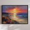 Handmade panting in frame - Colorful Sunset - Mixed media