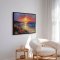 Handmade panting in frame - Colorful Sunset - Mixed media