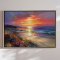 Handmade panting in frame - Colorful Sunset - Mixed media