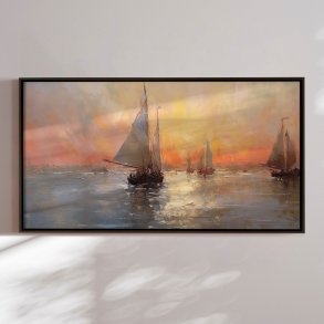 Hndlavet maleri med ramme - Time to Go II - Mixed media