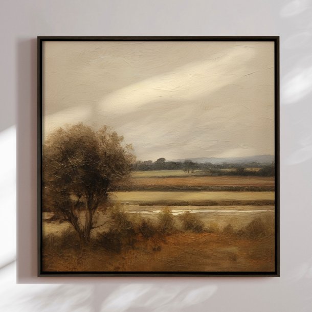Handmade painting with frame - Romantic Field I - Mixed media
