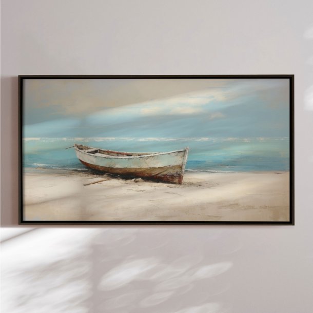 Handmade painting with frame - Lovely Boat II - Mixed media