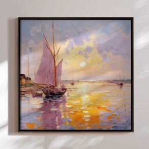 Hndlavet maleri med ramme - Forrshavn II  - Mixed media