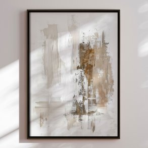 Hndlavet maleri i ramme - Beige Serenity - Mixed media