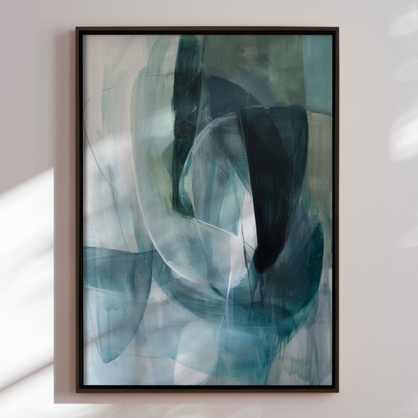 Handmade panting in a frame - Oceanic Layers - Mixed media