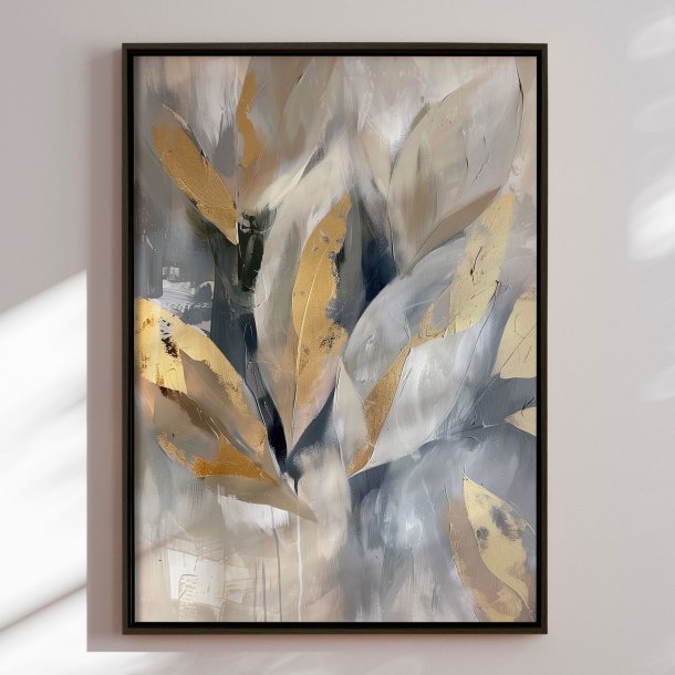 Handmade panting in a frame - Whispering Leaves - Mixed media