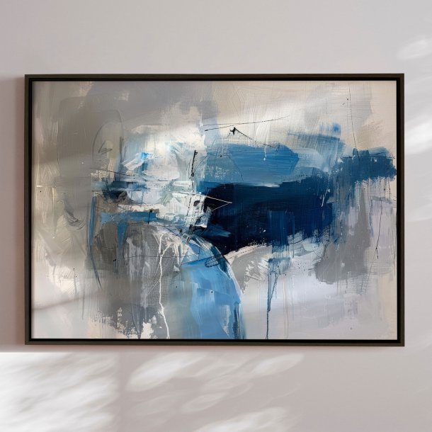 Handmade panting in a frame - Midnight Currents - Mixed media