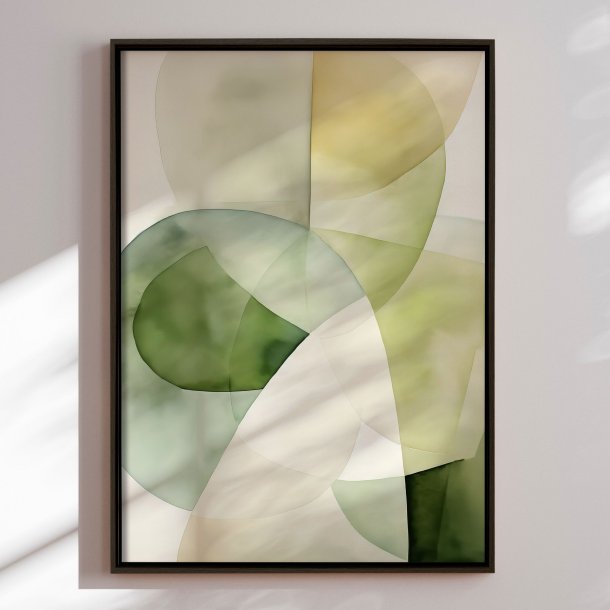 Handmade panting in frame - Emerald Balance - Mixed media
