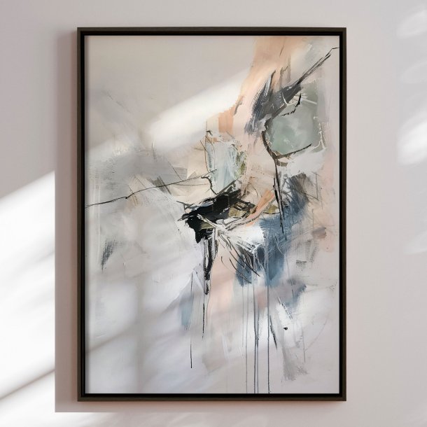 Handmade panting in a frame - Traced by Light - Mixed media