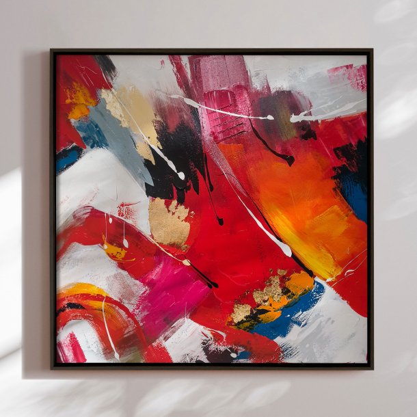 Handmade panting in frame - Red Emotions - Mixed media