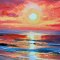 H�ndlavet maleri med sort ramme - Colorful Sunset II - Mixed media