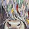 H�ndlavet maleri med sort ramme - I Am Cow - Mixed media