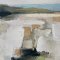Handmade painting with black frame - Faded Shoreline - Mixed media