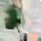 Handmade painting with black frame - Green Stroke ll - Mixed media