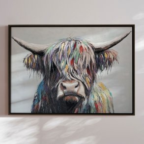 Handmade painting with black frame - I Am Cow - Mixed media
