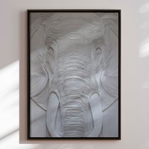 Handmade painting with black frame - White Elephant - Mixed media