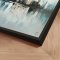 H�ndlavet maleri med sort ramme - Misty Skyline - Mixed media