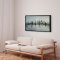 H�ndlavet maleri med sort ramme - Misty Skyline - Mixed media
