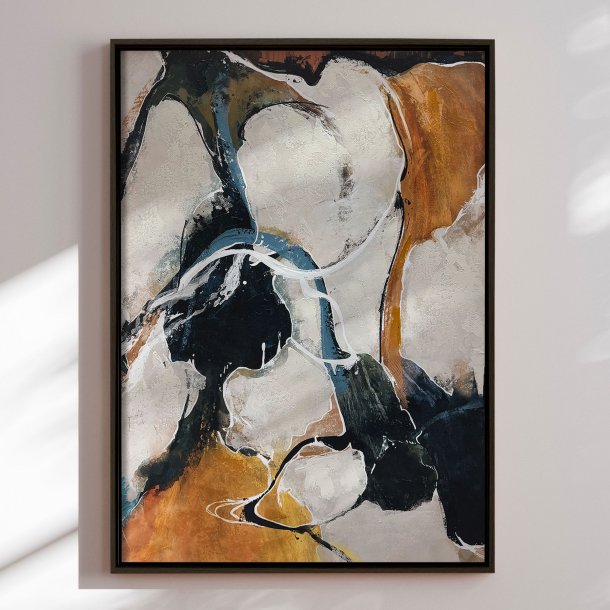 H�ndlavet maleri med sort ramme - Between the Lines - Mixed media