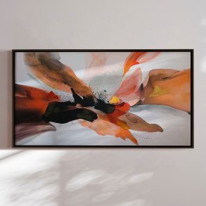 H�ndlavet maleri med sort ramme - Velvet Collision - Mixed media